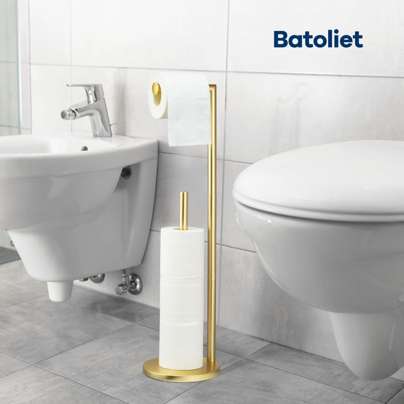 Batoliet Toilet Paper Holder Stand,Toilet Paper Holder Free Standing,Toilet Paper Roll Holder for 4 Rolls,Gold Bathroom Toilet Paper Holder with Storage - Image 5